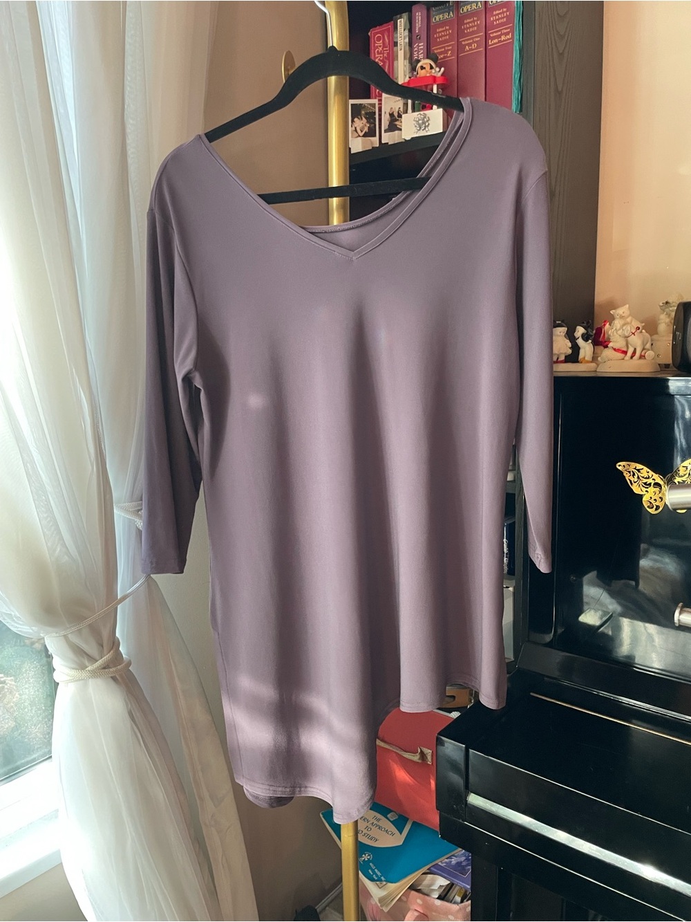 Sympli Lavendar V-Neck Long Sleeve Top